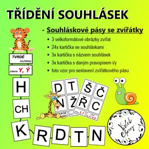 Třídění souhlásek - Souhláskové pásy se zvířátky
