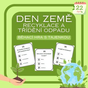 Den Země - recyklace a třídění odpadu - běhací hra s tajenkou