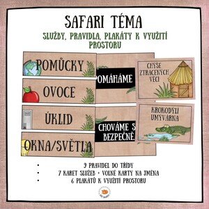Safari - služby, pravidla třídy, plakáty k využití prostoru
