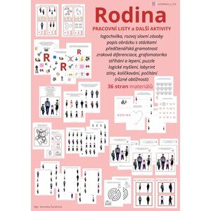 RODINA - pracovní listy a další aktivity (36 stran materiálů) zaměřené na různé oblasti
