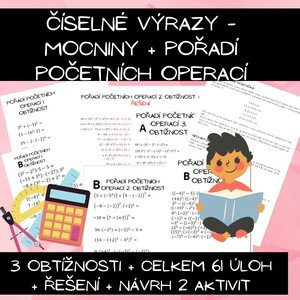 Gradované číselné výrazy - mocniny + početní operace