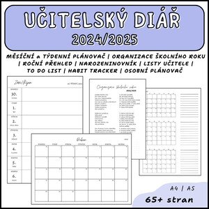 Učitelský diář 2024/2025 - Můj rok - datovaný, měsíční a týdenní plánovač