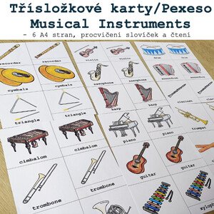 Třísložkové karty/Pexeso - Musical Instruments