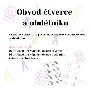 Obvod čtverce a obdélníku