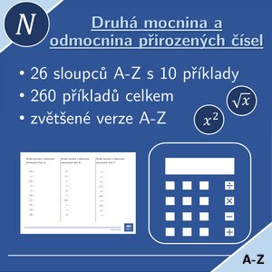Druhá mocnina a odmocnina přirozených čísel | matematika | 26 sloupců