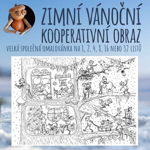 Zimní vánoční kooperativní obraz s dubánky