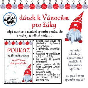 Dárek pro žáky k Vánocům - kartičky na vynechání písemky nebo škrtnutí známky