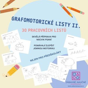 Grafomotorické listy II., 30 listů (pracovní listy, vzdělávací materiál)