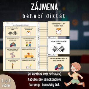 BĚHACÍ DIKTÁT: zájmena (20 karet a samokontrola)