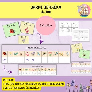 Jarní matematická běhačka - do 100 (bez přechodu, s přechodem)