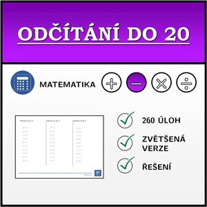 Odčítání do 20 | matematika 1. stupeň | 26 sloupců