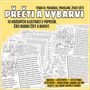 PŘEČTI A VYBARVI - povolání, ze života dětí, pohádka