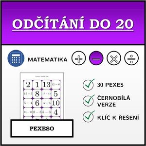 Pexeso - Odčítání do 20 | matematika