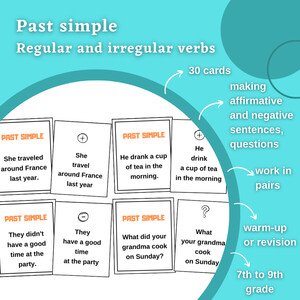 Past simple (regular and irregular verbs) - cards (making sentences)