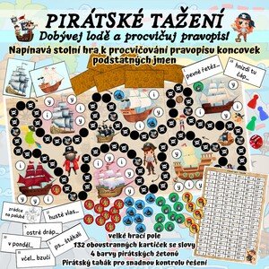 Stolní hra PIRÁTSKÉ TAŽENÍ (koncovky podstatných jmen)
