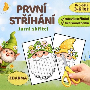 Nácvik stříhání, grafomotorika - jarní skřítci ZDARMA