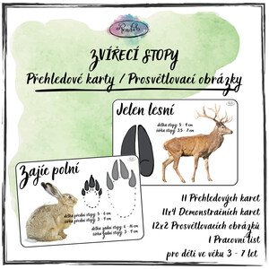 Zvířecí stopy - přehledové karty, prosvětlovací obrázky