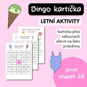 Letní bingo - kartička aktivit - prázdninové výzvy pro děti