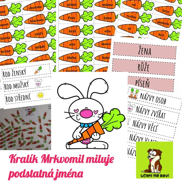 Králík Mrkvomil miluje podstatná jména
