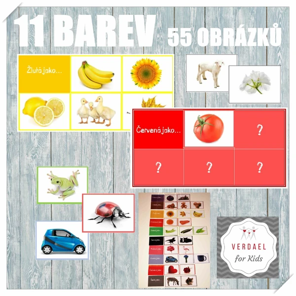 11 BAREV - přiřazování obrázků k barvám