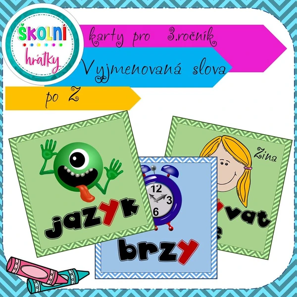Karty s vyjmenovanými slovy po Z