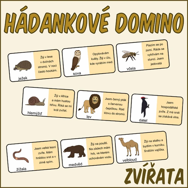 Hádankové domino - Zvířata