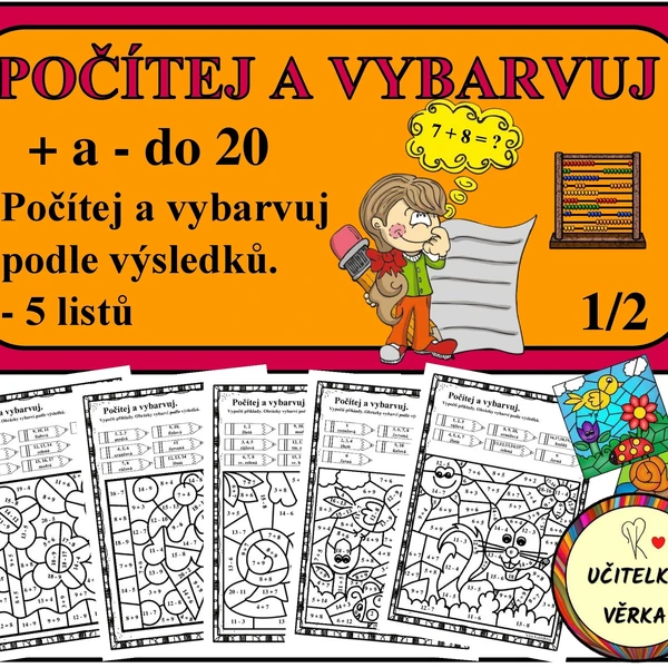 Počítej a vybarvuj + - do 20