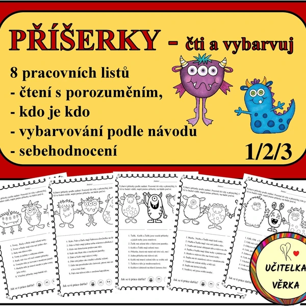 Příšerky - čti a vybarvuj