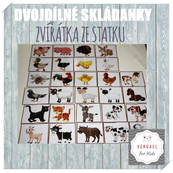 Dvojdílné skládanky ZVÍŘÁTKA ZE STATKU