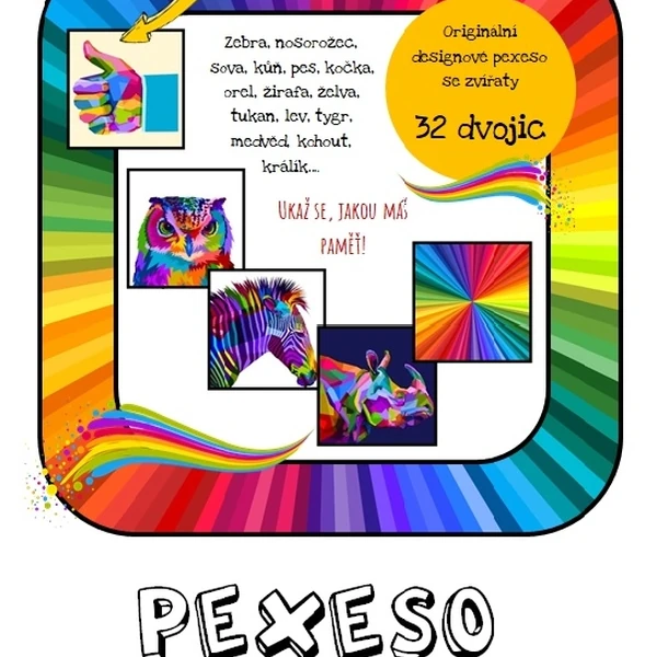 PEXESO - zvířata z duhy