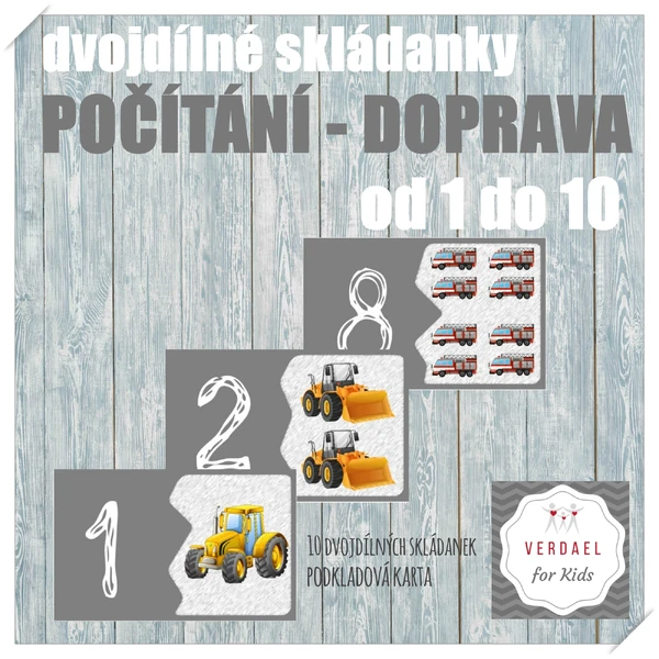 Počítáme do 10 - Doprava dvojdílné skládanky