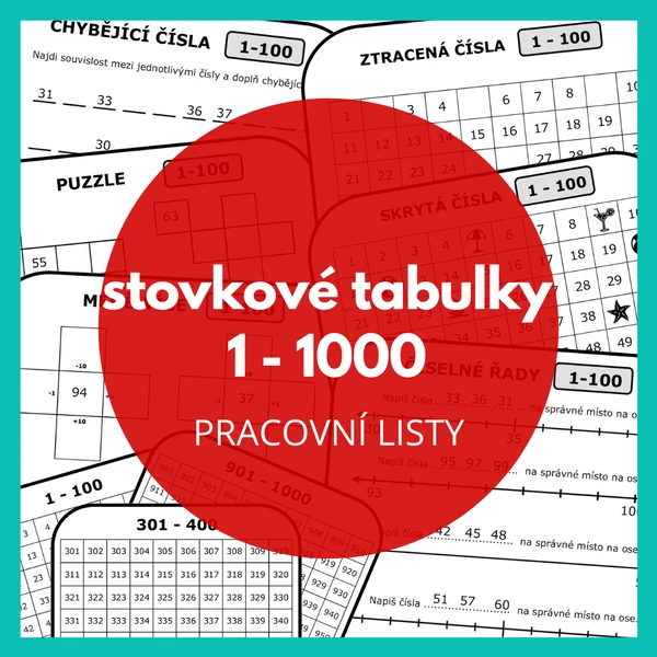 stovkové tabulky 1-1000: pracovní listy