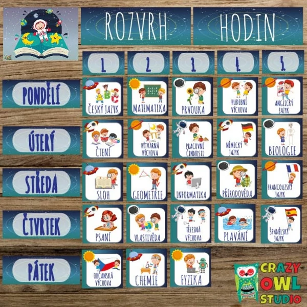 VESMÍR - Rozvrh hodin