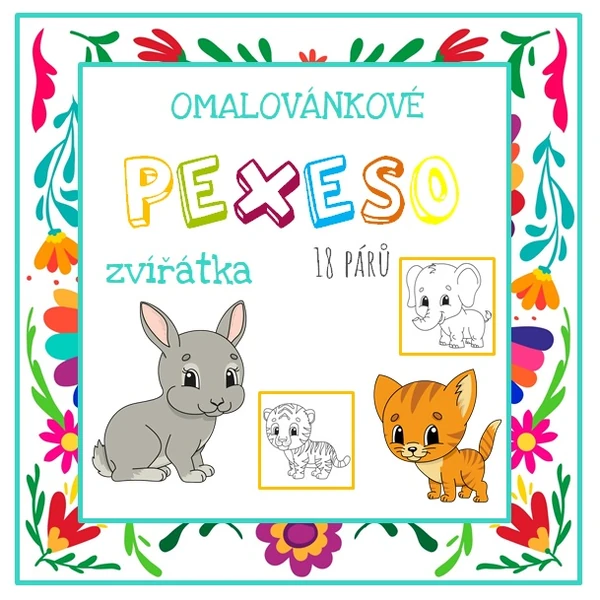 Domalovánkové pexeso - zvířátka