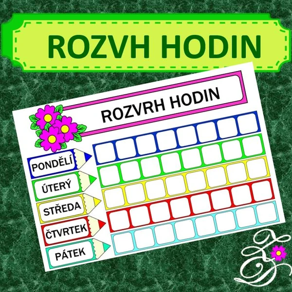Rozvrh hodin - tužková sada