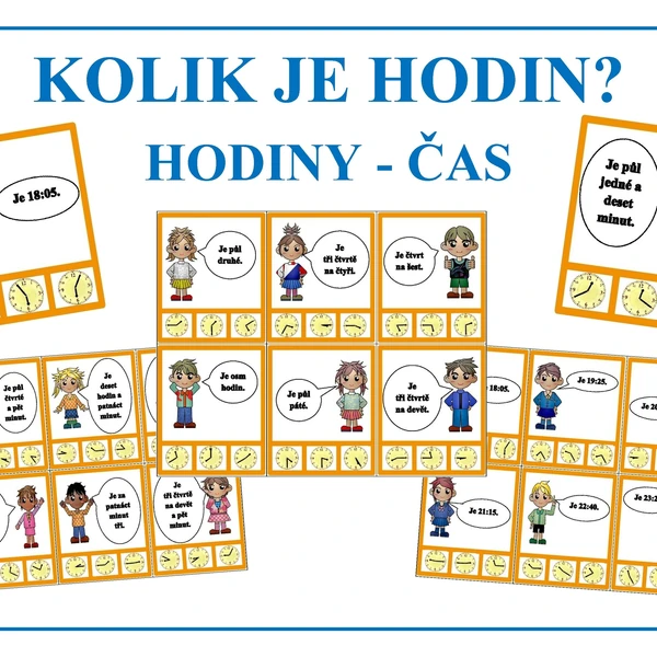 KOLIK JE HODIN? - 60 kartiček - kolíčkování