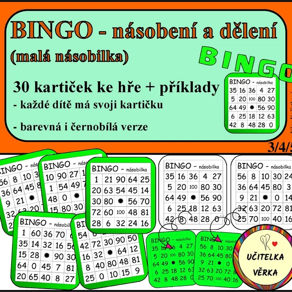 BINGO - násobení a dělení (malá násobilka)