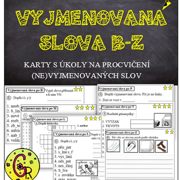 Procvičujeme vyjmenovaná slova B-Z soubor 7 materiálů