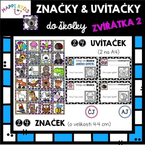 ZNAČKY a UVÍTAČKY do školky - ZVÍŘÁTKA 2