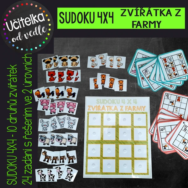 SUDOKU 4 x 4: ZVÍŘÁTKA Z FARMY