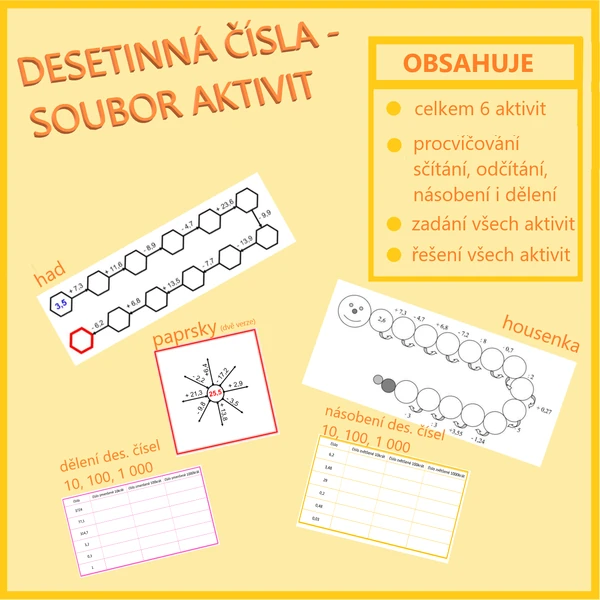 Desetinná čísla - soubor aktivit