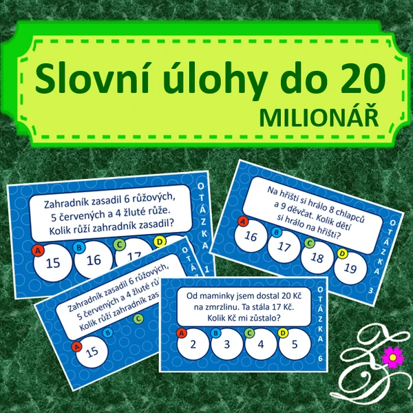 Slovní úlohy do 20 (milionář)