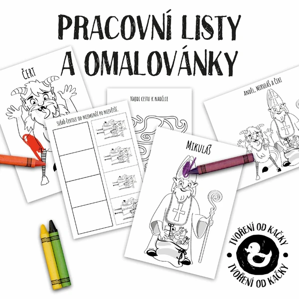 Omalovánky a pracovní listy ČERTÍCI černobílá verze
