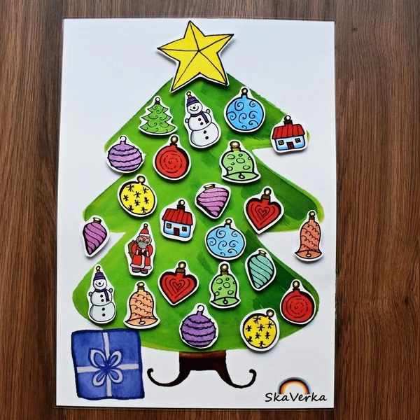 Vánoce - ADVENTNÍ KALENDÁŘ / barevné ozdoby