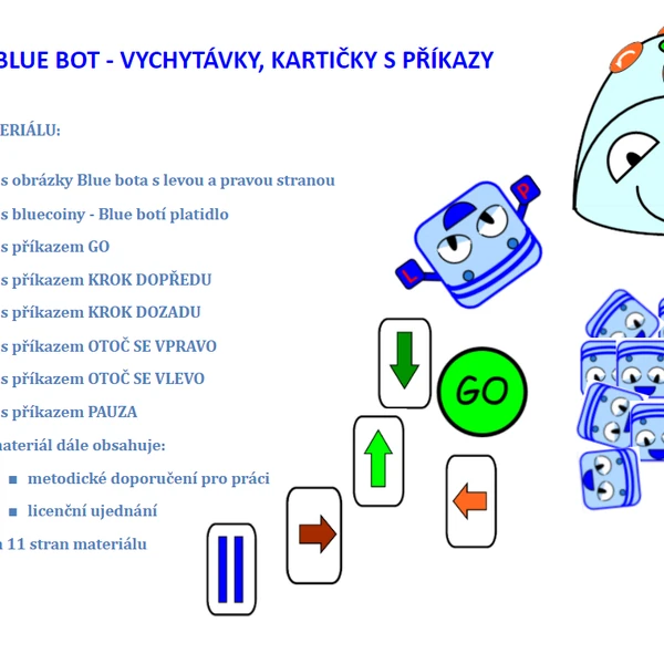 Blue bot - vychytávky, kartičky s příkazy