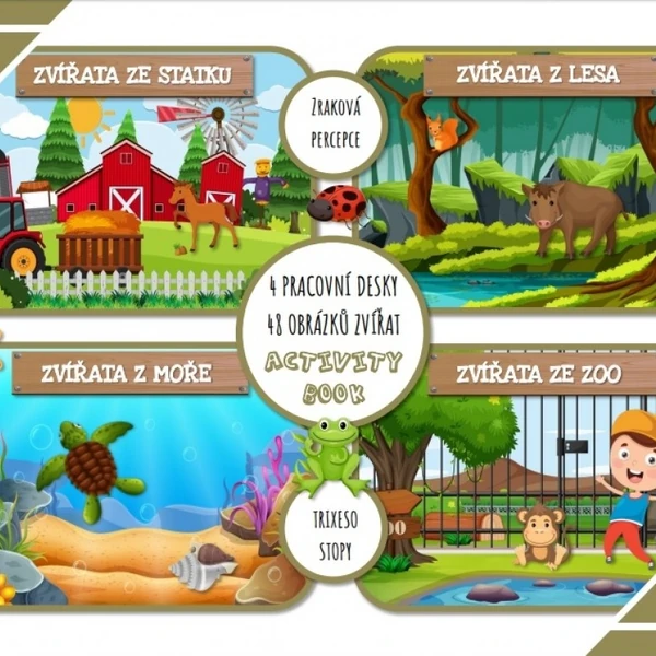 ZVÍŘATA : Statek, les, zoo, moře + trixeso (zvíře, jeho stín, jeho stopa)
