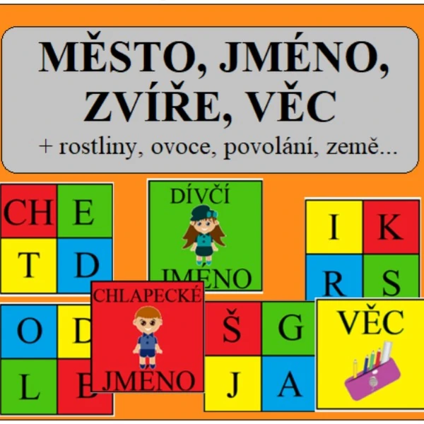 Město, jméno, zvíře, věc