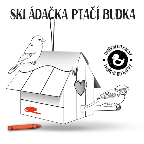 Ptačí budka - skládačka černobílá verze