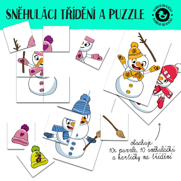 SNĚHULÁCI - tříděni, puzzle