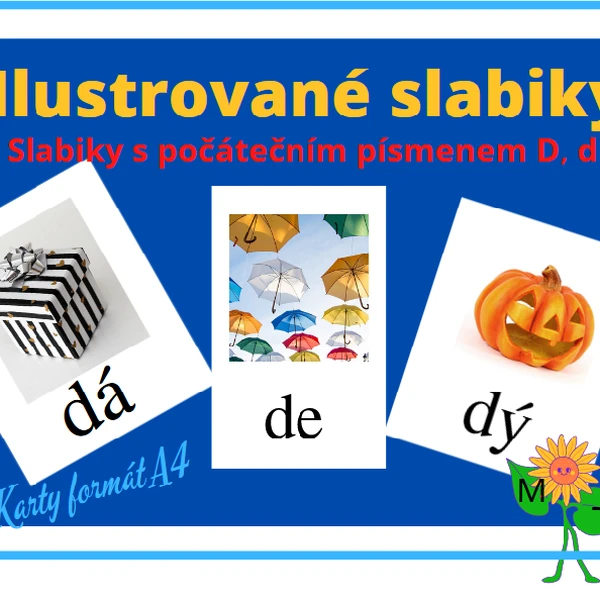 Ilustrované slabiky s písmenem D, d